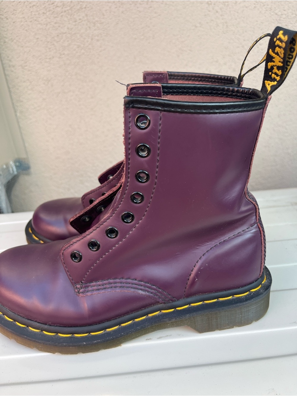 Dr. Martens 11821 plum Leather Combat Boots Women's AirWair Size 7 - Picture 3 of 8